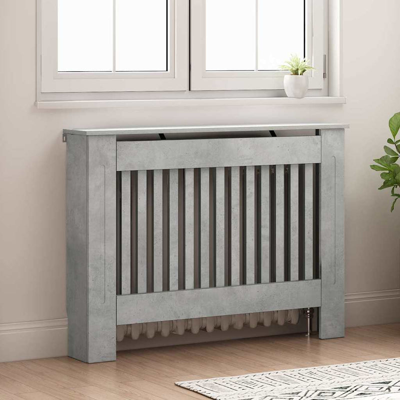 vidaXL Radiátor fedezék Beton Szürke 112 x 19 x 81,5 cm Faanyag