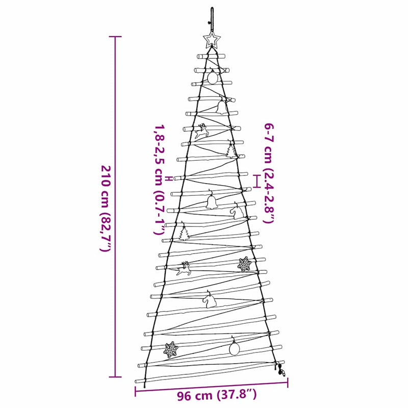 vidaXL Karácsonyfa 130 LED-del Természetes 210 cm tömör kőrisfa