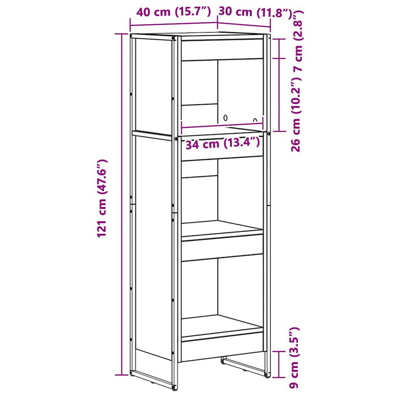vidaXL Könyvespolc Öreg fa 80 x 30 x 155 cm Faanyag