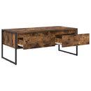 vidaXL Dohányzóasztal fiókkal Füstös tölgy 100 x 46 x 40 cm Faanyag