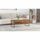 vidaXL Dohányzóasztal fiókkal Öreg fa 100 x 46 x 40 cm Faanyag