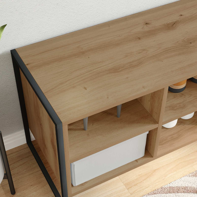 vidaXL Cipőszekrény tárolóval Művészi tölgy 60 x 35 x 44 cm Faanyag