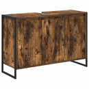 vidaXL Fürdőszoba Székény ajtóval Füstös tölgy 90 x 30 x 60 cm Faanyag