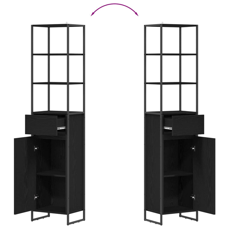 vidaXL Fürdőszoba Székény Fekete tölgy 40 x 30 x 180 cm Faanyag