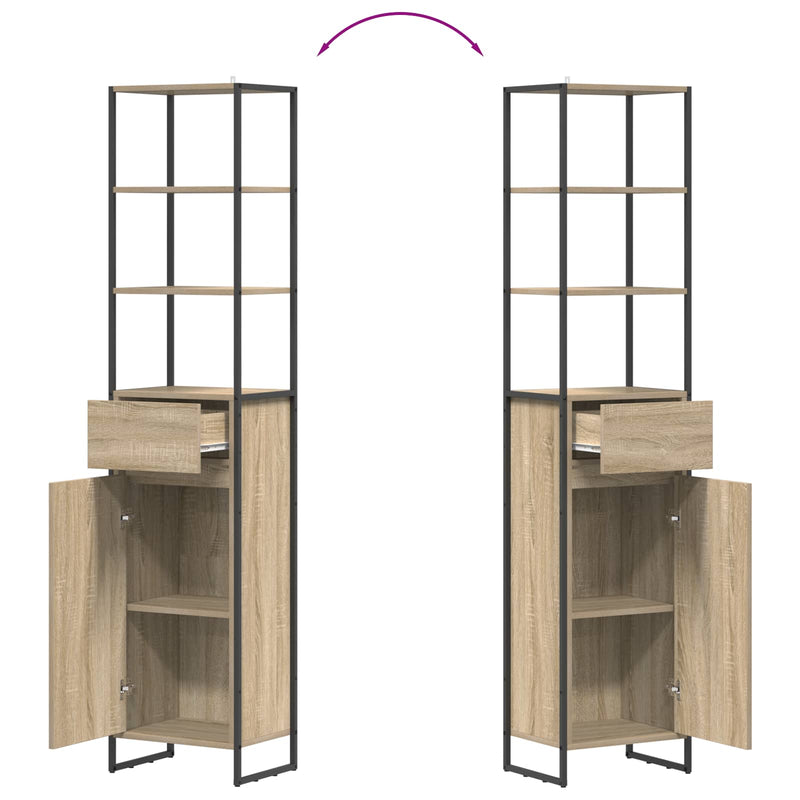 vidaXL Fürdőszoba Székény fiókkal Sonoma 40 x 30 x 180 cm Faanyag