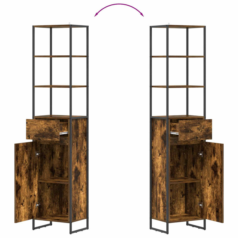 vidaXL Fürdőszoba Székény Füstös tölgy 40 x 30 x 180 cm Faanyag