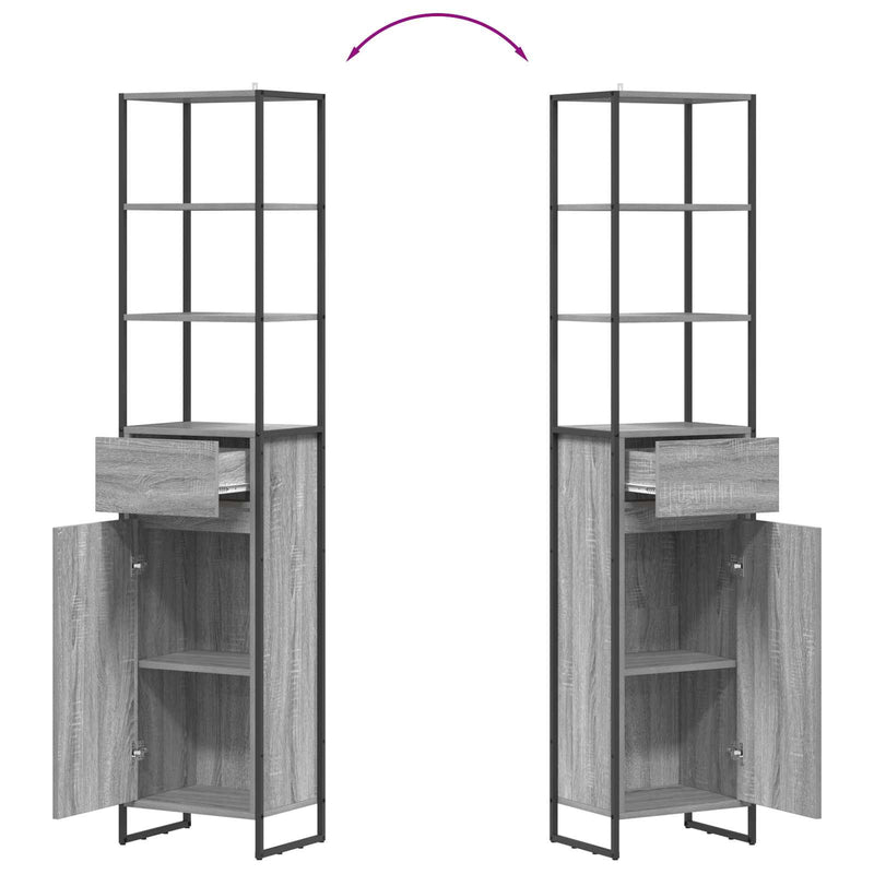 vidaXL Fürdőszoba Székény Szürke Sonoma 40 x 30 x 180 cm Faanyag