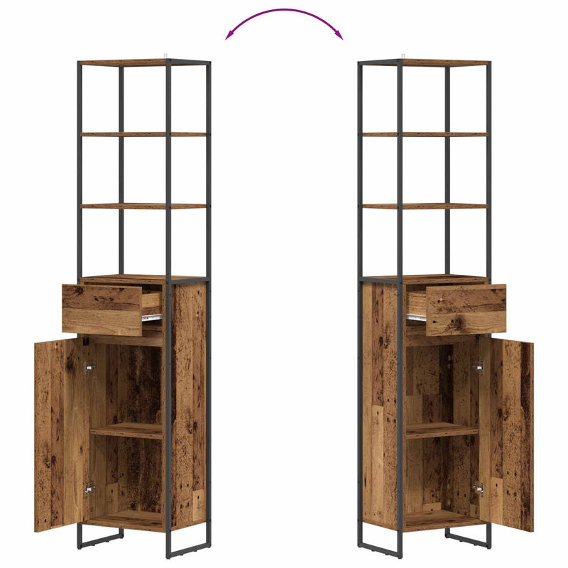 vidaXL Fürdőszoba Székény fiókkal Öreg fa 40 x 30 x 180 cm Faanyag