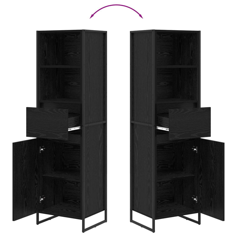 vidaXL Könyvespolc fiókkal Fekete tölgy 43 x 36 x 150,5 cm Faanyag