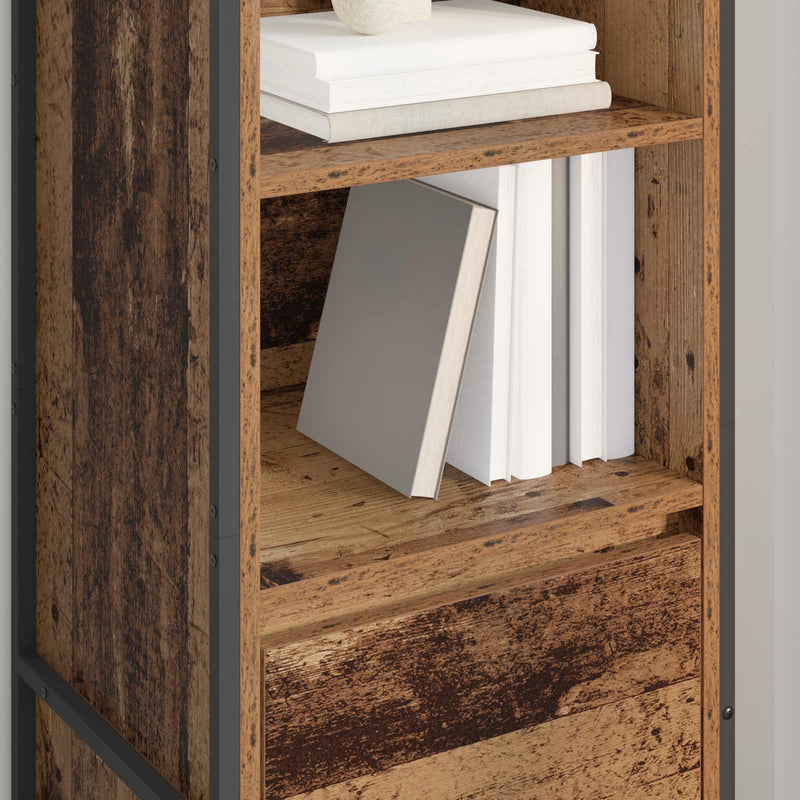 vidaXL Könyvespolc fiókkal Öreg fa 43 x 36 x 150,5 cm Faanyag