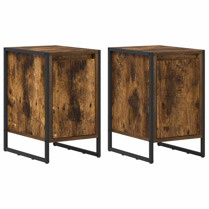 vidaXL Éjjeli asztal 2 pcs Füstös tölgy 39,5 x 30 x 50 cm Faanyag