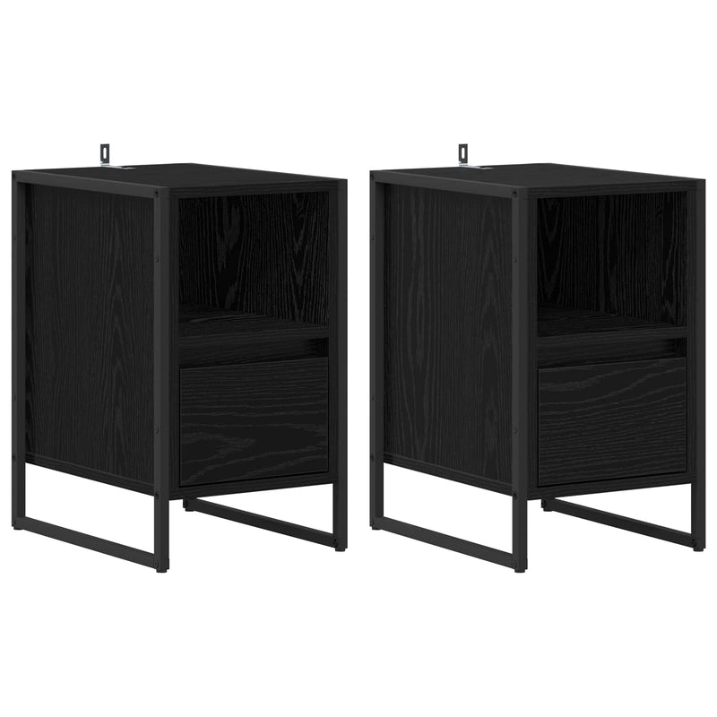 vidaXL Éjjeli asztal 2 pcs Fekete tölgy 39,5 x 30 x 50 cm Faanyag