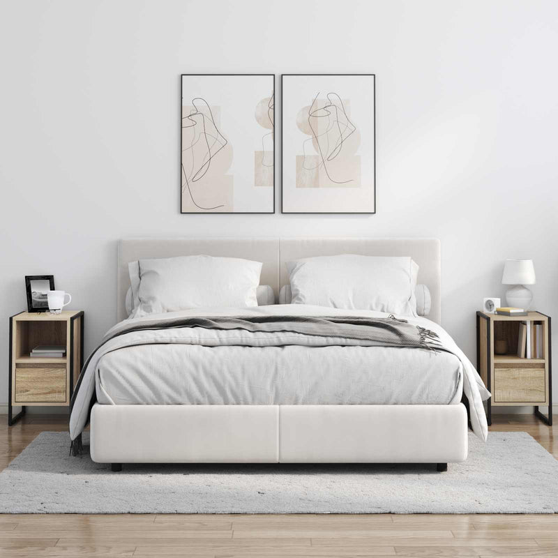 vidaXL Éjjeli asztal fiókkal 2 pcs Sonoma 39,5 x 30 x 50 cm Faanyag