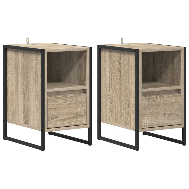 vidaXL Éjjeli asztal fiókkal 2 pcs Sonoma 39,5 x 30 x 50 cm Faanyag