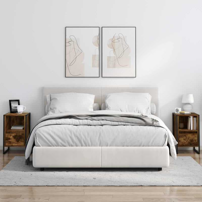 vidaXL Éjjeli asztal fiókkal Füstös tölgy 39,5 x 30 x 50 cm Faanyag