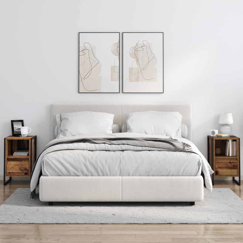 vidaXL Éjjeli asztal fiókkal 2 pcs Öreg fa 39,5 x 30 x 50 cm Faanyag