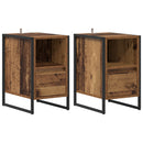 vidaXL Éjjeli asztal fiókkal 2 pcs Öreg fa 39,5 x 30 x 50 cm Faanyag