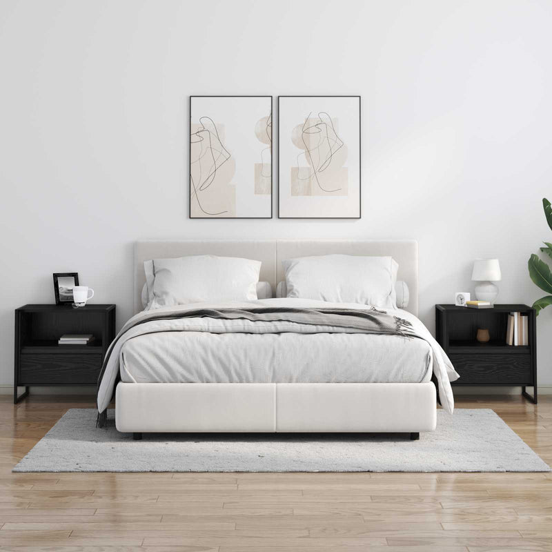 vidaXL Éjjeli asztal fiókkal Fekete tölgy 50 x 39,5 x 50 cm Faanyag