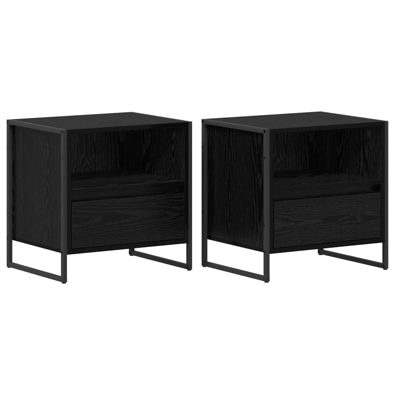 vidaXL Éjjeli asztal 2 pcs Fekete tölgy 50 x 39,5 x 50 cm Faanyag