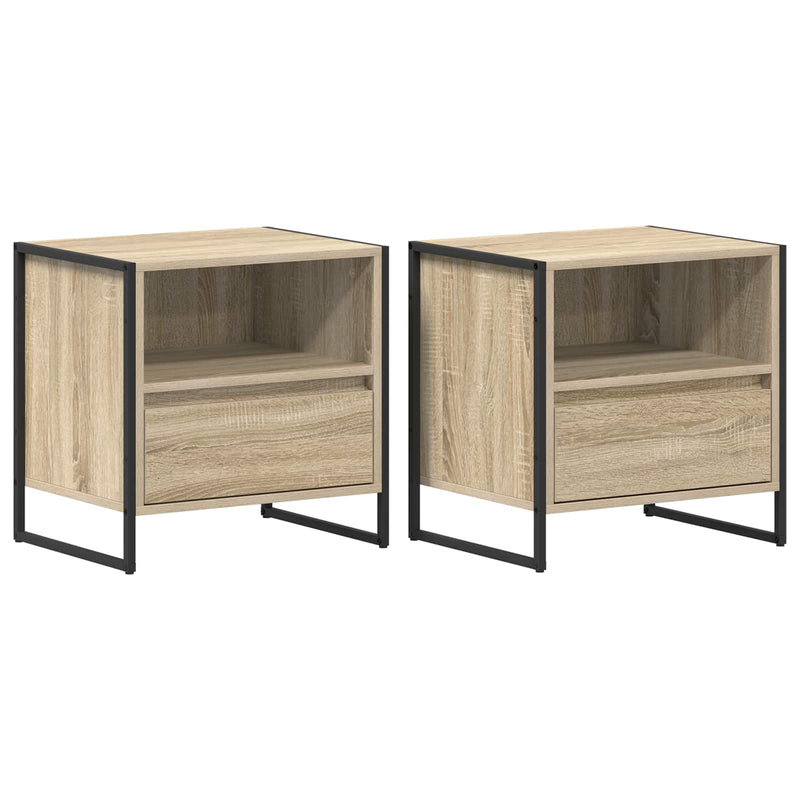 vidaXL Éjjeli asztal fiókkal 2 pcs Sonoma 50 x 39,5 x 50 cm Faanyag