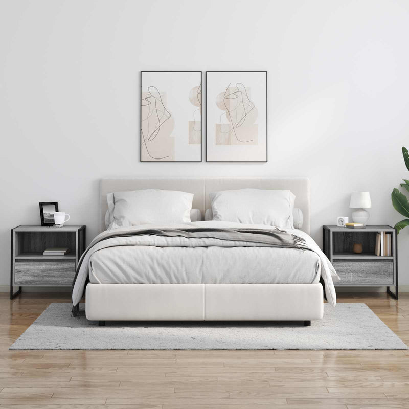 vidaXL Éjjeli asztal 2 pcs Szürke Sonoma 50 x 39,5 x 50 cm Faanyag