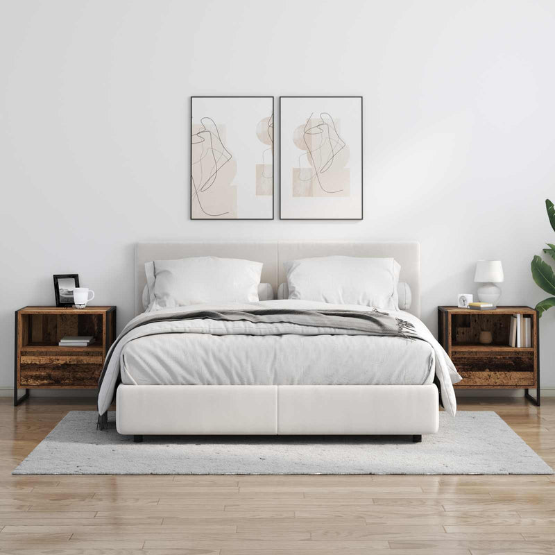 vidaXL Éjjeli asztal fiókkal Öreg fa 50 x 39,5 x 50 cm Faanyag