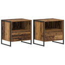 vidaXL Éjjeli asztal fiókkal 2 pcs Öreg fa 50 x 39,5 x 50 cm Faanyag