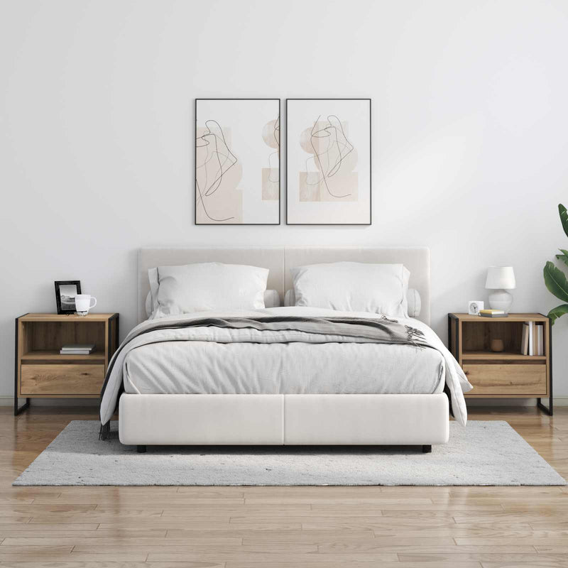 vidaXL Éjjeli asztal fiókkal Művészi tölgy 50 x 39,5 x 50 cm Faanyag