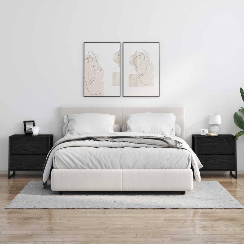 vidaXL Éjjeli asztal 2 pcs Fekete tölgy 50 x 39.5 x 50 cm Faanyag