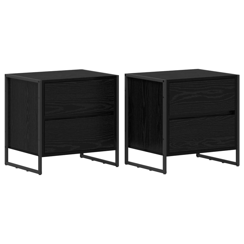 vidaXL Éjjeli asztal 2 pcs Fekete tölgy 50 x 39.5 x 50 cm Faanyag