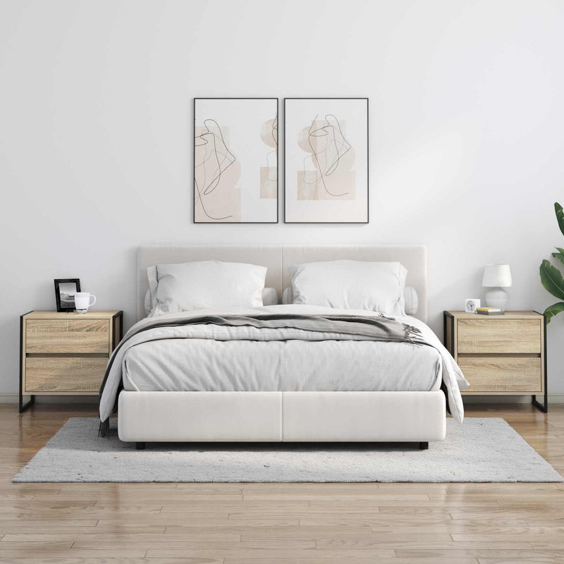 vidaXL Éjjeli asztal fiókkal 2 pcs Sonoma 50 x 39.5 x 50 cm Faanyag