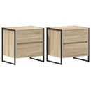vidaXL Éjjeli asztal fiókkal 2 pcs Sonoma 50 x 39.5 x 50 cm Faanyag