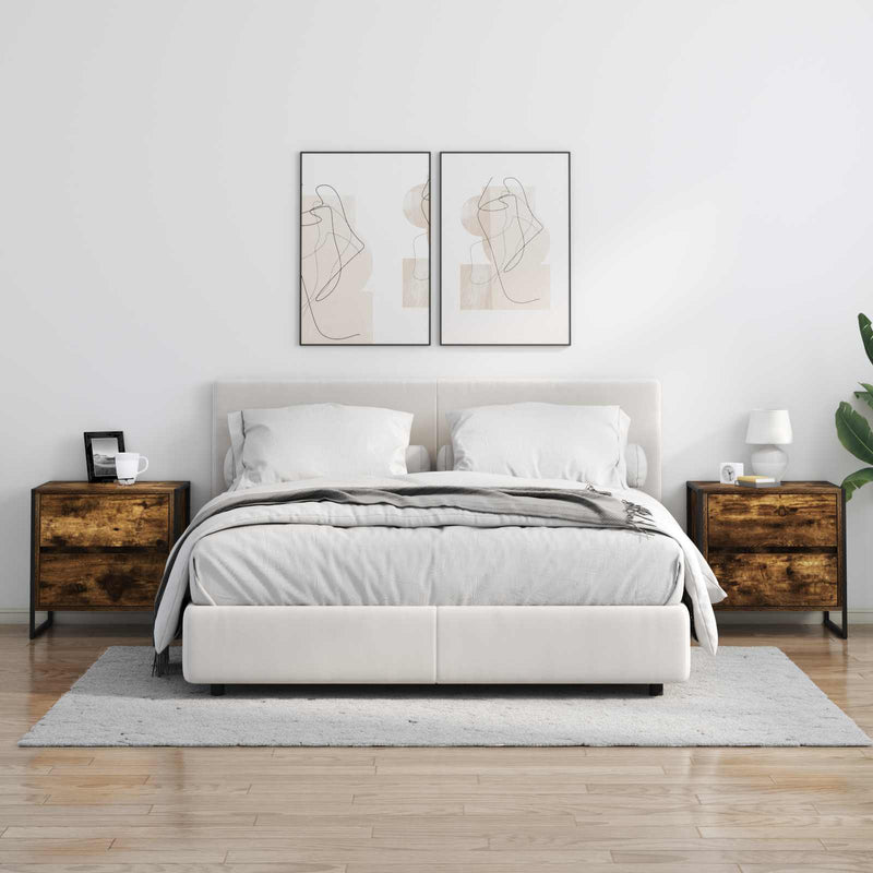 vidaXL Éjjeli asztal fiókkal Füstös tölgy 50 x 39.5 x 50 cm Faanyag