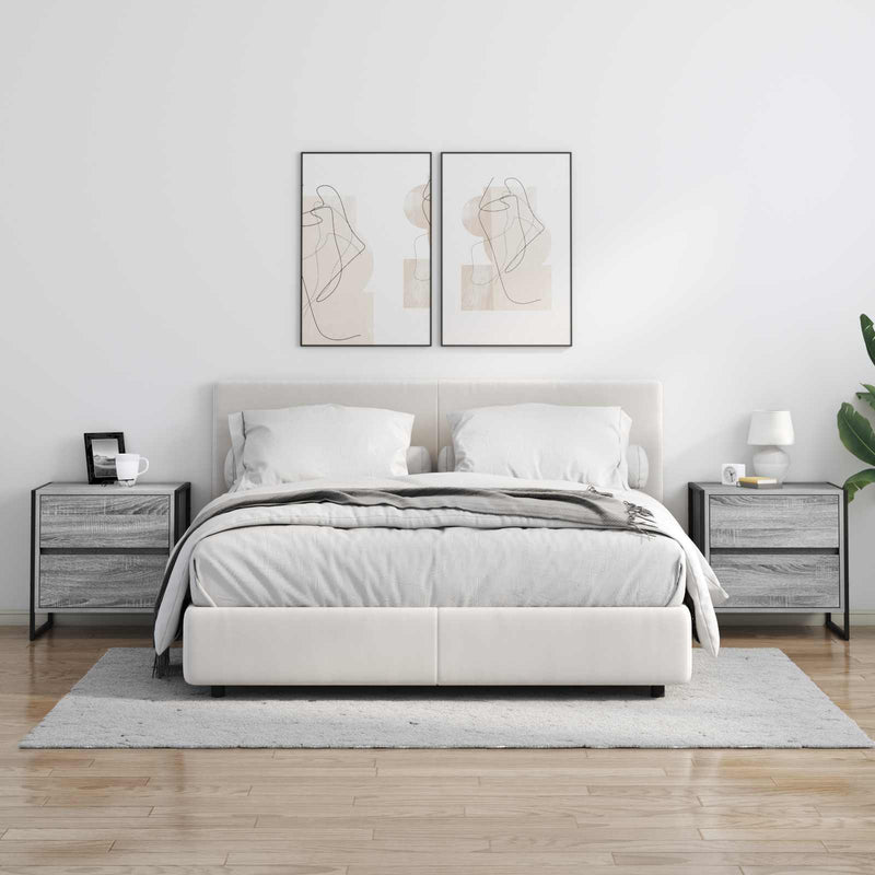 vidaXL Éjjeli asztal fiókkal Szürke Sonoma 50 x 39.5 x 50 cm Faanyag