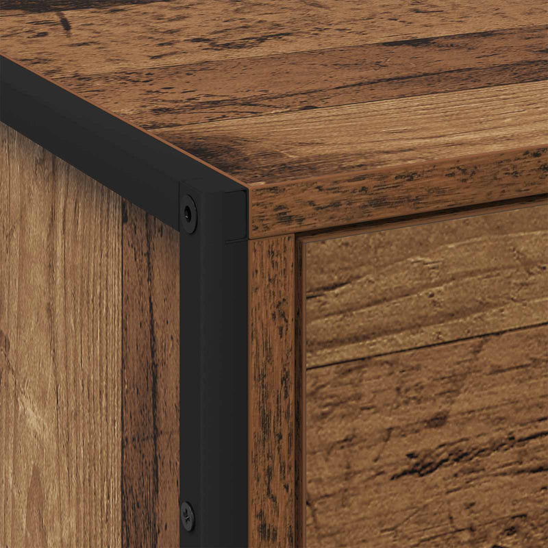 vidaXL Éjjeli asztal fiókkal 2 pcs Öreg fa 50 x 39.5 x 50 cm Faanyag