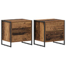 vidaXL Éjjeli asztal fiókkal 2 pcs Öreg fa 50 x 39.5 x 50 cm Faanyag