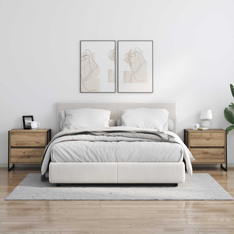 vidaXL Éjjeli asztal fiókkal Művészi tölgy 50 x 39.5 x 50 cm Faanyag