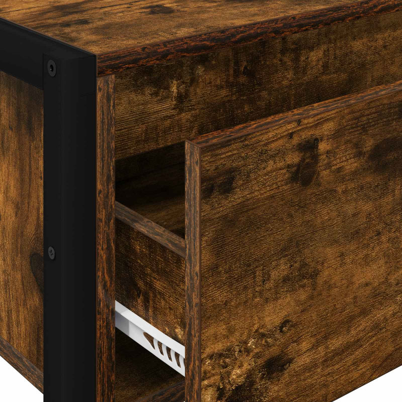 vidaXL Végasztal fiókkal Füstös tölgy 100 x 36 x 75 cm Faanyag