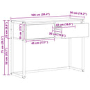 vidaXL Végasztal fiókkal tárolóval Öreg fa 100 x 36 x 75 cm Faanyag