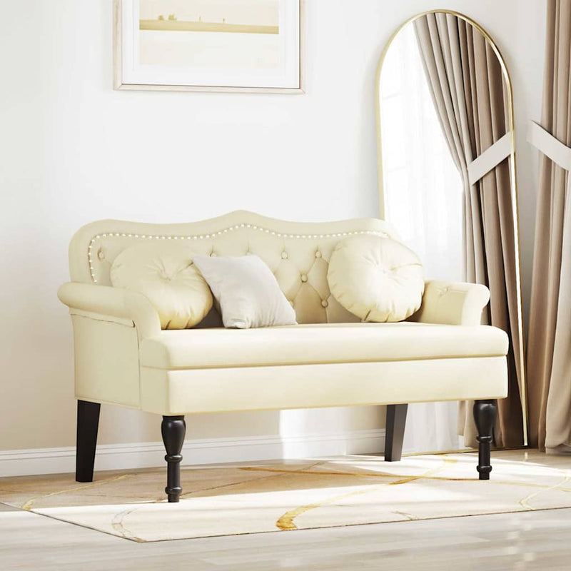 vidaXL Chesterfield Pad párnával Krém 120,5 x 65 x 75 cm Műbőr