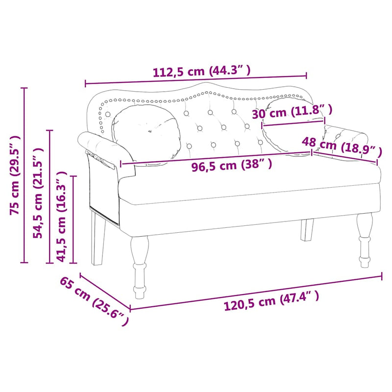 vidaXL Chesterfield Pad párnával Krém 120,5 x 65 x 75 cm Műbőr