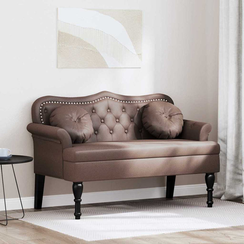vidaXL Chesterfield Pad párnával Barna 120,5 x 65 x 75 cm Műbőr