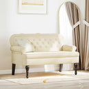 vidaXL Chesterfield Pad Krém 119.5 x 64.5 x 75 cm Műbőr