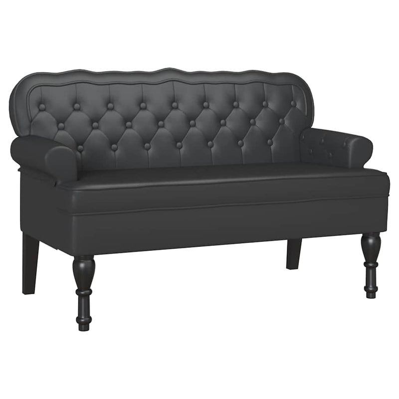 vidaXL Chesterfield Pad Fekete 119.5 x 64.5 x 75 cm Műbőr