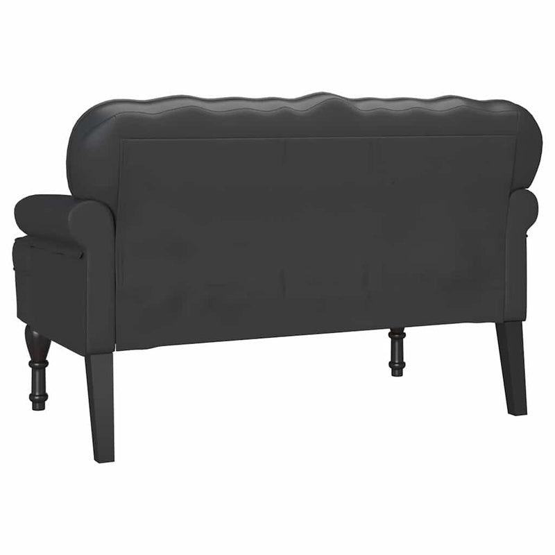 vidaXL Chesterfield Pad Fekete 119.5 x 64.5 x 75 cm Műbőr