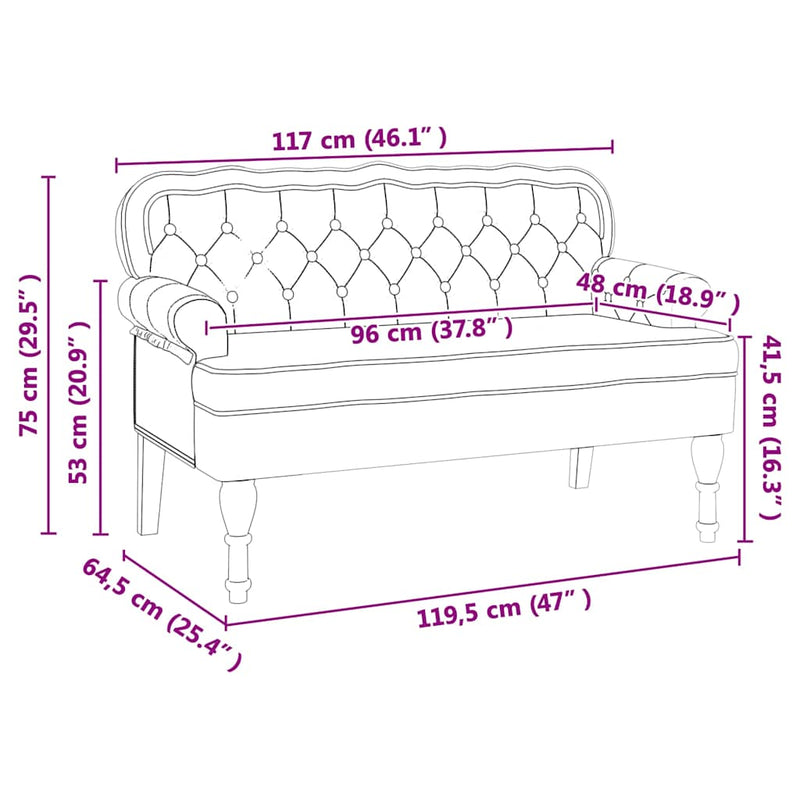 vidaXL Chesterfield Pad Fehér 119.5 x 64.5 x 75 cm Műbőr