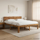 vidaXL Dupla ágykeret fejtámlával ROSTOCK Természetes 180 x 200 cm