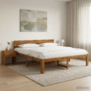 vidaXL Dupla ágykeret fejtámlával ROSTOCK Természetes 193 x 203 cm