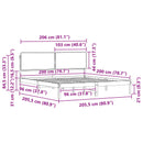vidaXL Ágykeret Kárpitozott Fejtámlával Fekete 200 x 200 cm