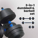 vidaXL 2 az 1-ben Kettlebell és Súlyzó Készlet 30 kg Fekete és Kék